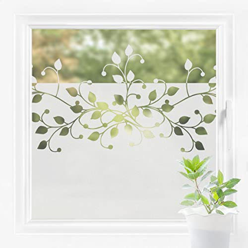 Bilderwelten Fensterfolie Sichtschutz Ranke Bordüre 80 x 80 cm Milchglasfolie Sichtschutzfolie Fenster Folie Blickdicht Anti-UV Statisch Haftend Quadrat
