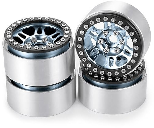 ZHRCFUN 4 Stücke 1,9 Zoll RC Beadlock Felgen Aluminiumlegierung Räder Felge für alle TRX4 SCX10 RC Crawler Upgrade, Titan