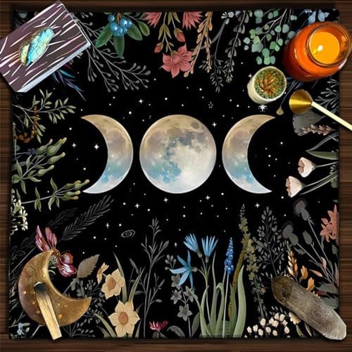 Altartuch Tarotkarten Tischdecke Hexereizubehör Psychische Tischdecke Quadratisch Alter Pagan Spirituelles Himmlisches Decktuch, Altar Tarot Tischdecke 50 X 50 cm