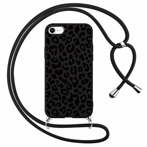 Foonary Handyband Hülle mit Band für iPhone XR 6,1 Handyhülle, Leopard Design Kette Necklace Case mit Kordel zum Umhängen Silikon Bumper Kratzfest Schutzhülle Cover Schnur für iPhone XR