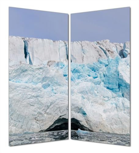 Wallario Selbstklebende Duschrückwand 160 x 180 cm, 2-teilig mit Motiv Gletscher im arktischen Meer - Wandverkleidung Fließenersatz mit Hochglanzlaminat in Glasoptik