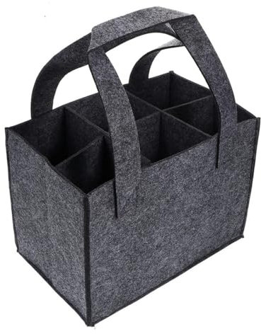 1 Pezzi Borsa Portabottiglie Vino in Feltro, Borsa per Bottiglie, Borsa per Bottiglia di Vino, Borsa Porta Bottiglie Vino Acqua in Feltro, Borsa per Spesa, Con 6 Scomparti, Per Picnic Festa di Viaggio