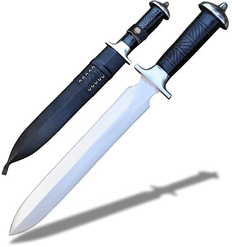 Wikinger-Dolch – handgefertigtes Messer – Messer mit fester Klinge – Camping- und Jagdmesser – Scheide inklusive – geschmiedet in Nepal