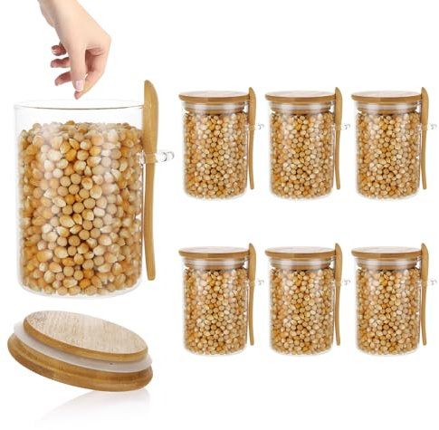 DAJAVE 6 Stück Vorratsgläser mit Deckel, 550ml Vorratsdosen Glas mit Deckel, 550ml Luftdicht Vorratsgläser Stapelbar, Aufbewahrungsgläser mit Deckel für Pasta, Mehl, Getreide, mit Etiketten und Stift