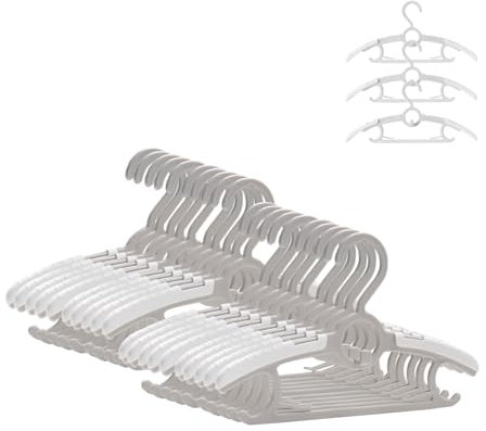 ManGotree Baby Kleiderbügel für Kinderzimmer Kleiderschrank, 28cm-36.8cm Einstellbare Anti-Rutsch-Kinder Kleiderbügel, Platzsparende stapelbare Kunststoffbügel für Baby Kleinkinder (20er Pack, Grau)