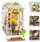 HIGSPE Book Nook DIY Kit, Maquette Maison Miniature avec Meubles et Lumière LED, Puzzle 3D Maison de Poupées en Bois, Jardin Serre-Livres d'art, Modèle de Construire pour Adultes Enfant