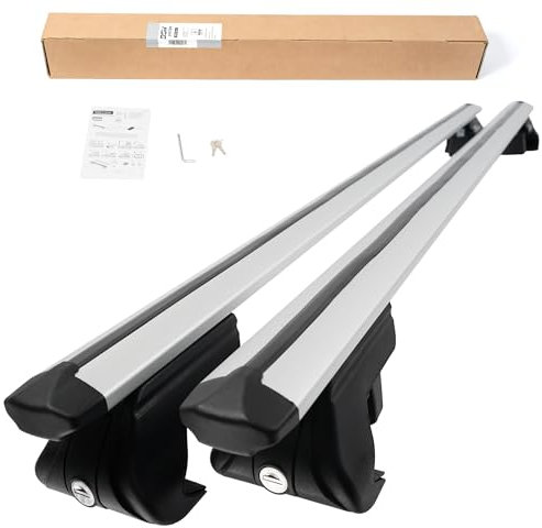 DGH SYSTEM Easy Line Classic 120 cm Kompletter Aluminium-Dachträger Relingträger kompatibel mit Skoda Superb (mk III) Kombi 2015-2024 mit offener Dachreling, abschließbar, Nutzlast 90 kg