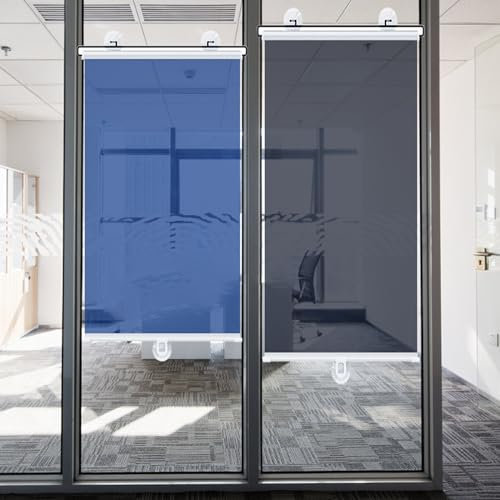 Tagsüber Rollos Thermisch isoliert Sonnenschutz Verdunkelung Rollläden Reflektierende Einwegspiegel Aufrollbare Jalousien mit 3 Saugnäpfen(Black,W70X200CM)