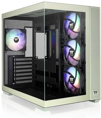 View 380 TG ARGB Matcha Green ATX Case; 4x120mm ARGB Fans Included; Supports Hidden-Connector Motherboard; Front & Side Dual Tempered Glass Panel; CA-1Z2-00MEWN-00; 3 Year Warranty