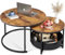 WLIVE Round Coffee Table Set of 2, Larger 80CM & 60CM Nesting Tables with Ample Storage, Premium Quality Modern Design for Living Room or Office, Rustic Brown