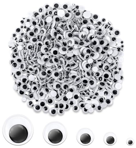 1200 Stück Wackelaugen Selbstklebend Runde Schwarz Weiß Basteln Wackelaugen Kunststoff Bastelaugen Augen Kulleraugen Aufkleber Für DIY Scrapbooking Handwerk Puppe Zubehör(12/10/8/6/4mm)