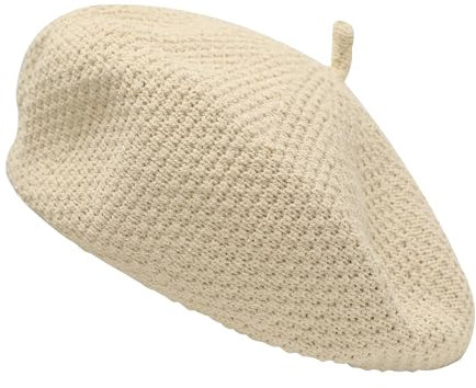 ZLYC Damen Kabel Stricken Baskenmützen Geflochtene Baggy Wolle Barett Winter Warmer Beanie(Gestrickt Beige),Einheitsgröße