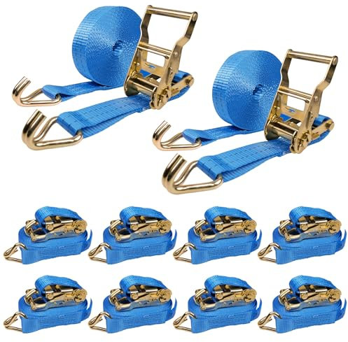 10 correas tensoras con carraca y ganchos – 6 m 2000 kg 35 mm – Correas de amarre – Correas de trinquete certificadas TÜV G/S según DIN EN 12195-2 KODIAK STRAPS