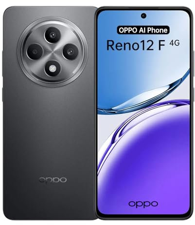 OPPO Reno12 F 4G Smartphone IA Desbloqueado, Octa-Core 8+256GB Teléfono, 120Hz Pantalla OLED de 6,67, Qualcomm 685, Cámara AI 50+8+2MP, SUPERVOOC 45W, Batería 5000mAh, Protección IP64, NFC, Gris