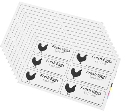NUOBESTY 40 Blätter Ei-Datumsetikett Frische-Eier-Stempel Etiketten für frische Eier Frische Eier Aufkleber Eierkarton Aufkleber Etikett für frische Eier Eierstempel für frische Eier Weiß