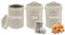 ADEPTNA 3-Piece Tea, Coffee Sugar Kitchen Canister Set Round Food Storage Containers for Durable Metal Jars Airtight Lids Easy Clean Minimal Elegant Design Ideal for Office/Camping/Kitchen (NATURAL)