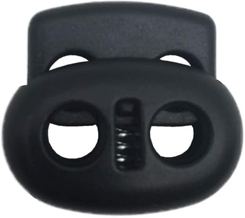 EesTeck Plastic Cord Locks End Double Hole Spring Cord Lock Toggle Spring Rope Stoppers Toggle Switch Cord Lock (10 Pcs Black)