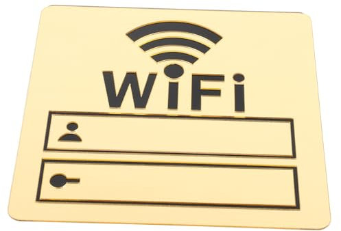 jojofuny Panneau Wi-fi En Plastique Doré 10x10 Cm Adhésif Mural Autocollant, Signalétique Réseau Sans Fil Personnalisable Pour Restaurant, Bureau Et Chambre, Décoration Murale Fonctionnelle