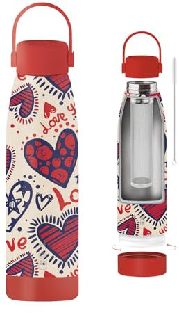 THE STEEL BOTTLE - Bottiglia Termica per tisane e infusi in Acciaio Inox, Isolamento a Doppia Parete, 500 ml, Ermetica, Borraccia Portatile (SWEET LOVE)