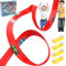 XIAPIA Car Track 4m, Flexible Toy Car Race Track Fits Hot Wheels, Diecast Cars, Flexible for Loops, Jumps, Ramps, Classic Long Roll Up Race Track with 4 Cars and 12 Suckers, Gifts for Kids Toddlers