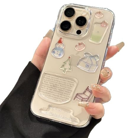 Compatible with iPhone 11 Pro Max Transparent Soft Case 3D Snowman Decals
