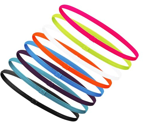 8 stycken sportpannband, hårband pojkar halkfria pannband, elastiska sporthårband tunna pannband halkskydd för män kvinnor flickor fotboll löpning fitness jogging yoga