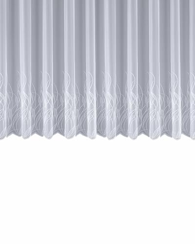 Sehlbach Fertigstore mit Kräuselband, Jacquard Ornamente, Weiß, 300 x 145 cm Gardinen, Elegante Ausstrahlung, Einfaches Anbringen, Zeitloses Design, Viel Tageslicht