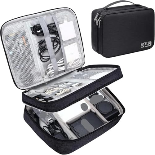 MAQDDO 1PC Portable Digital Storage Bag Gadget Waterproof Cable Organizer Pouch Electronics Devices Accessories Pack Supplies for Men & Women(Black B)