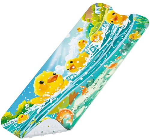 SHUCHING Badewannenmatte Kinder rutschfest Ente, 100 X 40 cm | Antirutschmatte Badewanne Baby, Badematte Kinder Rutschfest, Duschmatte Rutschfest Kinder, Schimmelresistent & bpa frei