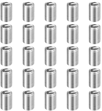 sourcing map 100 piezas de insertos de reparación de roscas de alambre M6 x 1 x 3D (18 mm) métrico 304H de acero inoxidable helicoidal helicoidal para reparaciones automotrices