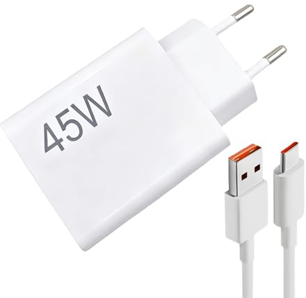 Chargeur Rapide 45W USB-C pour Xiaomi, 45W Chargeur Rapide avec Câble USB C 2M pour Xiaomi 14 13 12 11 10 Redmi Note 14 14 5G 14 Pro 13 12S 12 POCO Pad M6 Mi 10T Pro Lite