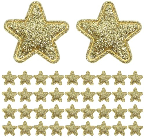 ORFOFE 100 Stück Goldene Stern Stoff Aufnäher Dicke Textur Klare Muster Aufkleber für Kleidung Kinderkleidung Weihnachtsdeko Elegante Bastelaccessoires