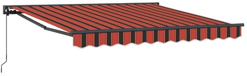 Yisssmeng Markise 350 x 250 cm, Gelenkarmmarkise mit Semi-Kassette, Sonnenschutz für Terrasse und Garten, Aluminiumrahmen, Orange und Schwarz, Wandmontage