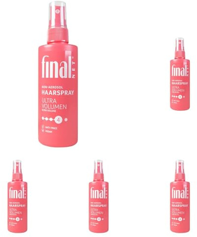 Final NET Non-Aerosol Ultra Volumen Haarspray – Föhnspray und Fixierspray für feines und dünnes Haar – Anti-Frizz – Haltegrad 4 – treibgasfrei – 125 ml (Packung mit 5)