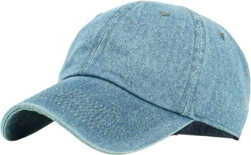 KBETHOS KB-Low MDM Classic Baumwolle Papa Hut Einstellbare Plain Cap. Polo Style Low Profile (unstrukturiert) (klassisch) Medium Denim verstellbar