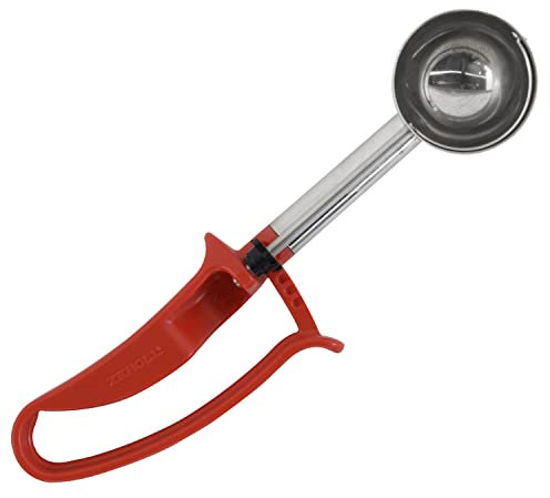 Zeroll 2024-EX Universal Extended Length EZ Disher Food Portion Control Scoop Designed for Right or Left Hand Use Dishwasher Safe, Plastic, Red