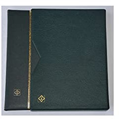 Goldhahn Leuchtturm Premium 64 schwarze Seiten A4 Briefmarkenalbum Einsteckbuch wattierter Ledereinband grün mit Schutzkassette Briefmarken für Sammler