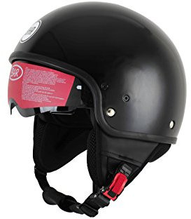 BHR Motorrad Helm 802 Demi-Typ mit Visier Versenkbare,Schwarz Metalizado, L (58 cm)