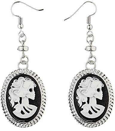 W WIDMANN MILANO Party Fashion 01783 - Ohrringe Kamee Totenkopf, Schmuck, Skelett, Halloween, Karneval, Mottoparty