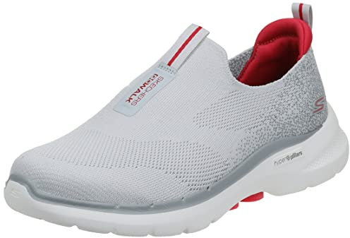 Skechers Herren Gowalk 6-Stretch Fit Slip On Athletic Performance Shoe Walking-Schuh, Grau/Rot, 44 EU