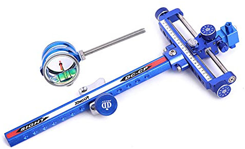 ACCMOS Bogenvisier Bogenschießen Compoundbogen Visier mit 4X Visierstift für Compoundbogen Jagd Schießen Aiming Bogenzubehör (Blue with 4X Sigh)
