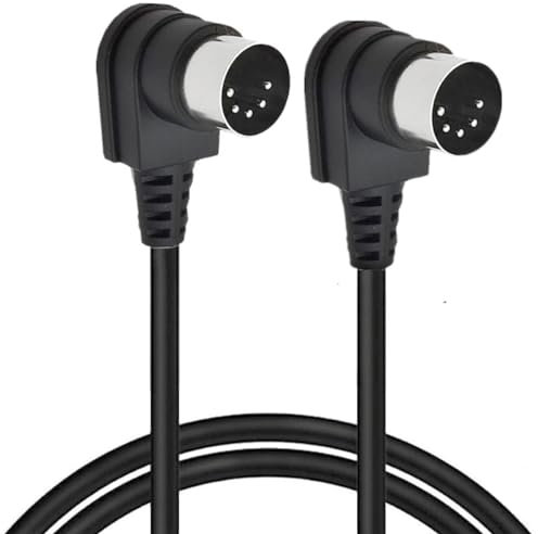 HTGuoji 90 Degree Angle MIDI 5 Pin DIN Cable, Right Angle Doul 90 Degree DIN 5 Pin Male to Male MIDI Audio Cable for Music Mixer,MIDI Device,MIDI Keyboard (1 Meter/3.3 Ft)