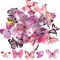 ExceLife Retro Butterfly Stickers Set, Self-Adhesive PET Transparent Waterproof Butterflies Stickers for Scrapbooking, Journal, Album, Phone Case, Laptop, Card Making, 40Pcs (Butterfly Pink)