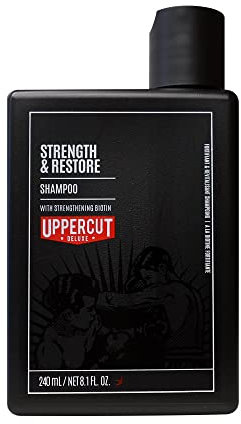 Uppercut Deluxe Strength and Restore Shampoo for Men, Mit Biotin und Koffein Angereicherter Shampoo zur Förderung Eines Gesunden Haarwachstums für Herren, 240ml