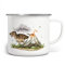 miKalino Emaille Tasse Jungs - Trinkbecher Kinder personalisiert - Emaille Becher mit Dinosaurier-Motiv - Kindertasse mit Namen - Kindertasse bedruckt - Emaille Becher Weiß
