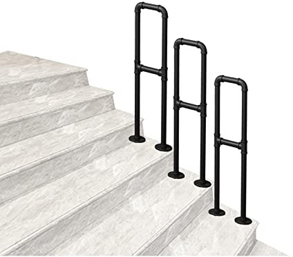 Treppen-Handlauf U-Form 1 Stufe Professionelle Latten-Handläufe Geländer für drinnen und draußen schwarz rutschfeste Sicherheits-Armlehnen-Geländer Geländer-Unterstützung 200 kg (Size : 3.3