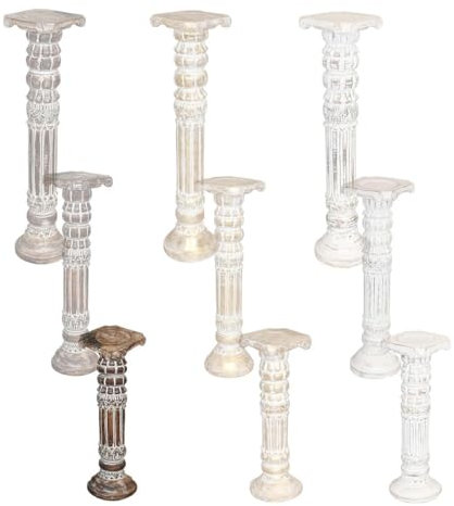 Oriental Galerie Säule Blumensäule Dekosäule Ständer Sockel Podest Blumenständer Holz Modell Batya in verschiedenen Größen und Farben, Säulen Variante Antik:Braunwash 60 cm
