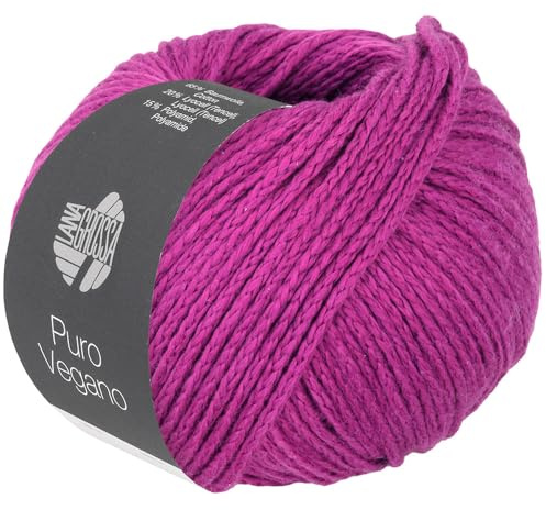 LANA GROSSA Puro Vegano | Kettgarnkonstruktion ohne tierische Fasern | Handstrickgarn aus 65% Baumwolle, 20% Lyocell (Tencel) & 15% Polyamid | 50g Wolle zum Stricken & Häkeln | 90m Garn FB 8