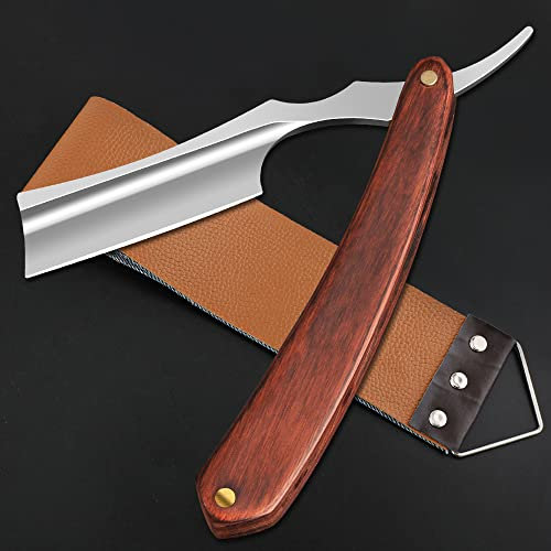 M&LD Kit Rasoir, Le Rasoir Homme, Rasoir Coupe Choux, Rasoir en Acier Inoxydable, Professionnel Rasoir de Barbier Avec Ceinture en Toile de Cuir, Rasoir de Salon ou de Maison, Cadeau pour Homme