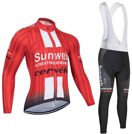assocauicy Radtrikot Herren Langarm Set,Fahrradhose Herren Rennrad Bekleidung mit 3D Sitzpolster Taschen für mehr Komfort beim Fahren